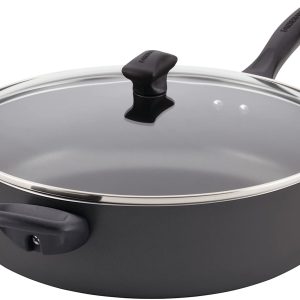Farberware Dishwasher Safe Nonstick Jumbo Cooker/Saute Pan with Helper Handle - 6 Quart, Black