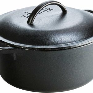 Lodge L8DOL3 Cast Iron Dutch Oven with Dual Handles, Pre-Seasoned, 5-Quart