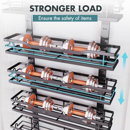 Over The Door Pantry Organizer,9-Tier Over The Door Organizer with Adjustable Basket,Metal Hanging Pantry Organizers and Storage for Kitchen, Back of Door Seasoning Rack (Black) - Image 4