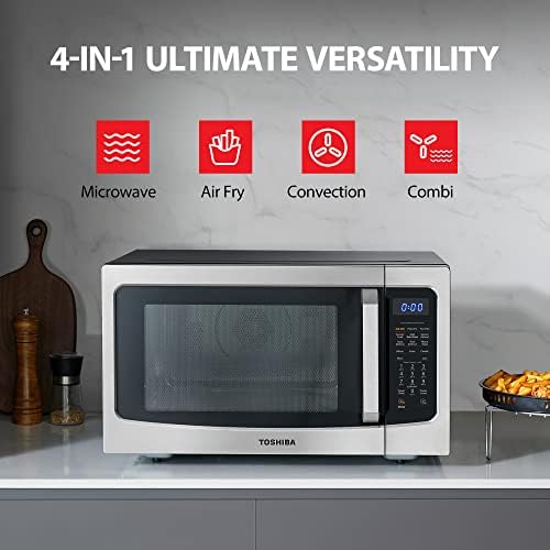 Toshiba Air Fryer Combo 4-in-1 Countertop Microwave Oven, Smart Sensor, Convection, Mute Function, Position Memory 13.6" Turntable, 1.5 Cu Ft, 1000W, Silver, ML-EC42P(SS) - Image 3
