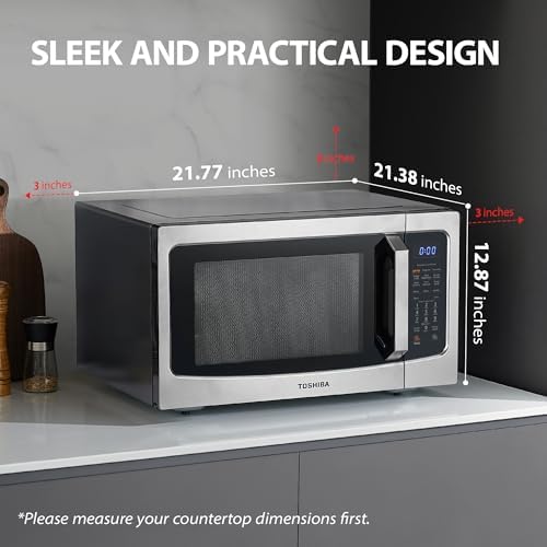 Toshiba Air Fryer Combo 4-in-1 Countertop Microwave Oven, Smart Sensor, Convection, Mute Function, Position Memory 13.6" Turntable, 1.5 Cu Ft, 1000W, Silver, ML-EC42P(SS) - Image 6